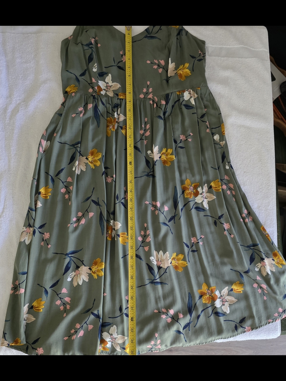 Old Navy Sage Green Floral Midi Dress with Spaghetti Straps - Picture 5 of 8